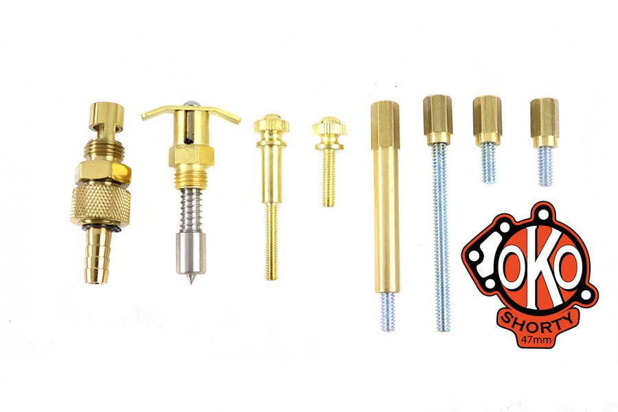 V-Twin - Retro OKO Shorty Carburetor Parts Kit Brass