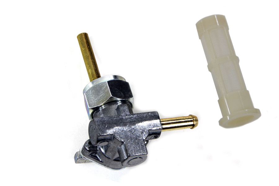V-Twin - Alloy Petcock with Nut and 90° Left Outlet