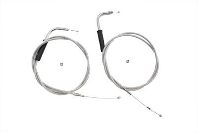 V-Twin #28-0113SP-12 - 42 inch Stainless Steel Throttle and Idle Cable Set