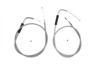 V-Twin #28-0113SP-8 - 42 inch Stainless Steel Throttle and Idle Cable Set