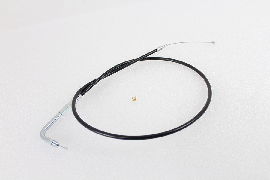 V-Twin #H28-7009TV-2 - Black Throttle Cable with 38 inch Casing and 90° Elbow Fitti