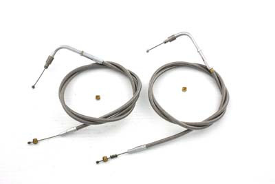 V-Twin - 42 inch Stainless Steel Throttle and Idle Cable Set