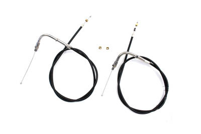 V-Twin #28-0115 - 33-1/2 inch Black Throttle and Idle Cable Set
