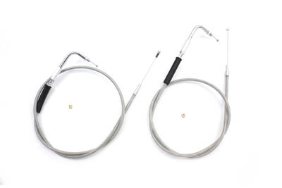 V-Twin #28-0112SP-8 - 41-1/2 inch Stainless Steel Throttle and Idle Cable Set