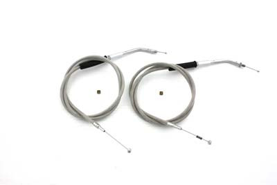 V-Twin #28-0111SP-8 - Stainless Steel Throttle and Idle Cable Set with 45.83 inch
