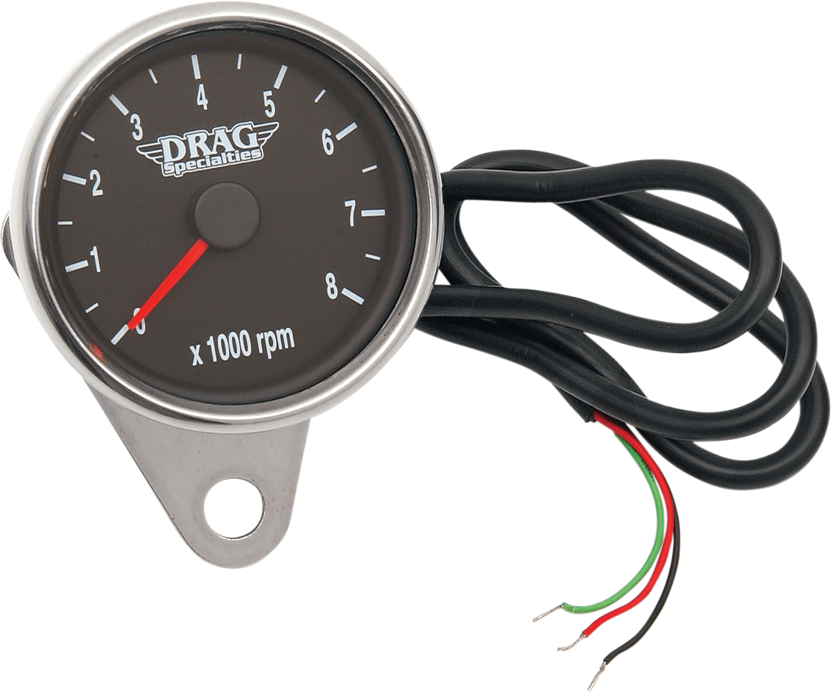 Mini Electronic Tachometer - Polished - Backlit LED Black Face - 2.4"