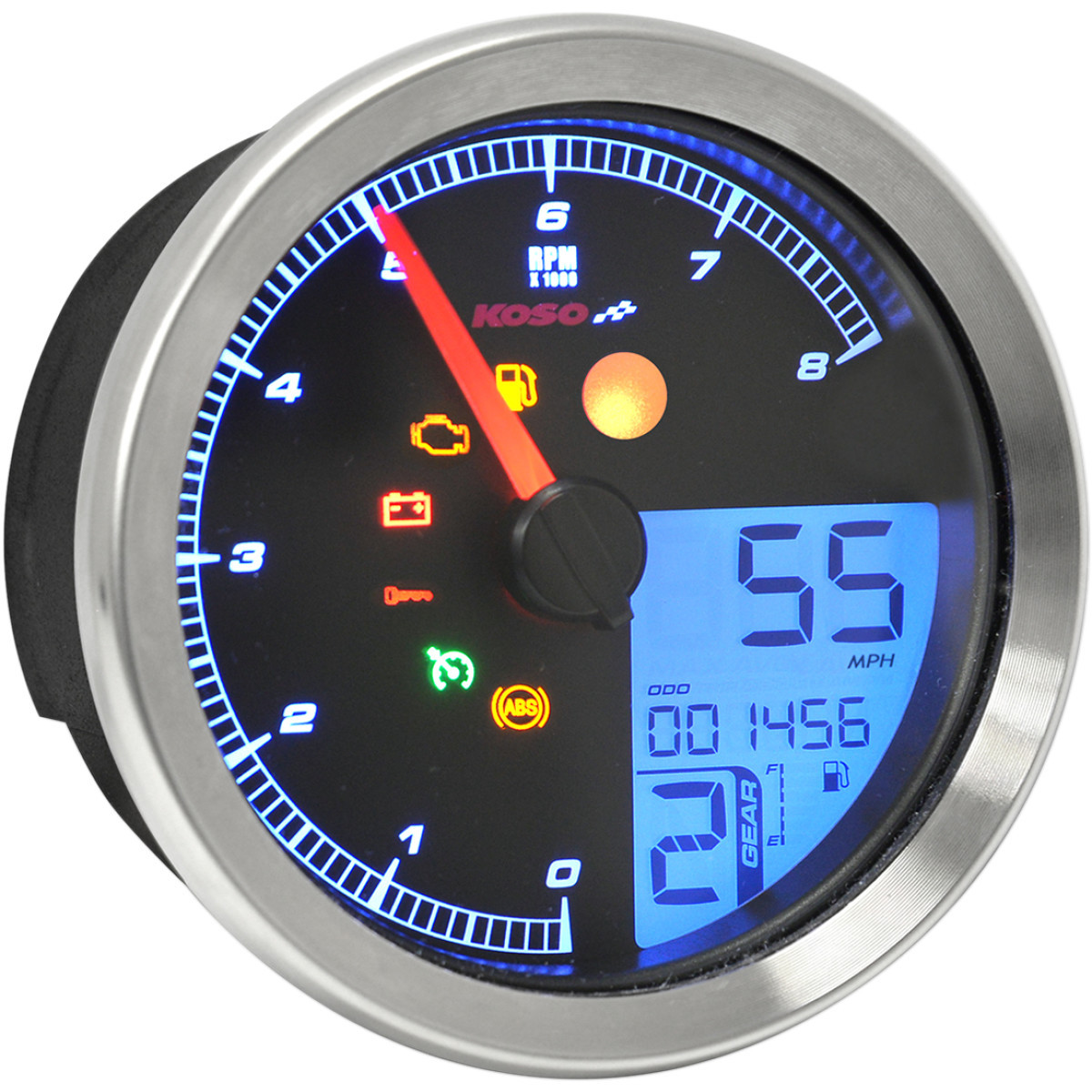 Koso North America #BA051221 - Multi-Function Speedometer/Tachometer - HD-04 - Chrome