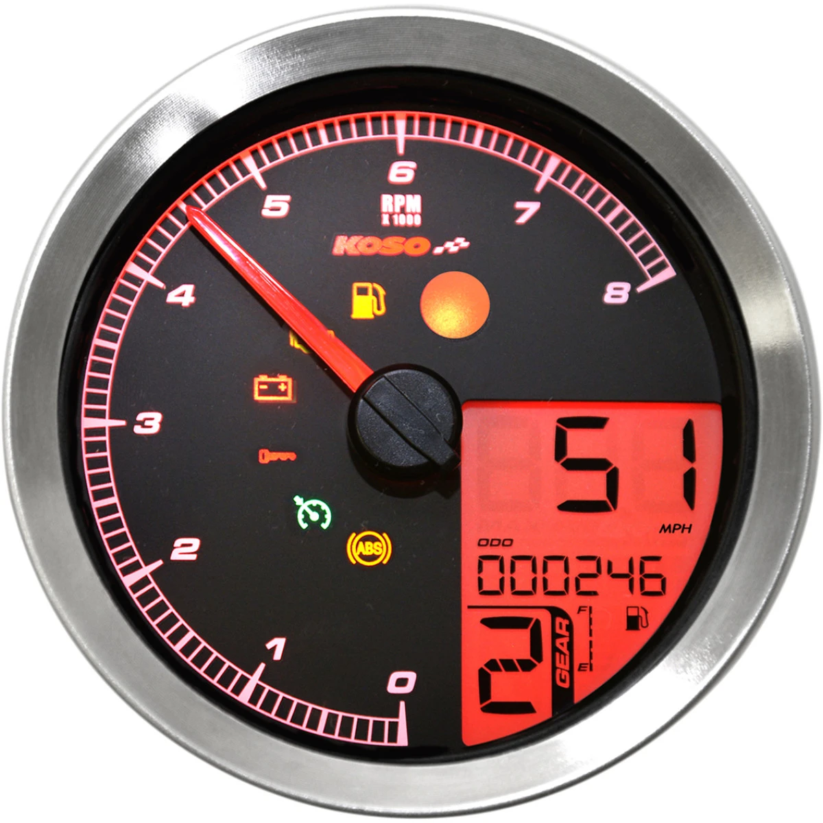 Koso North America #BA051201 - Multi-Function Speedometer/Tachometer - HD-04 - Chrome