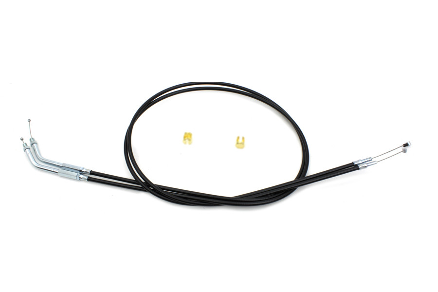 V-Twin #28-0111-12 - Black Throttle and Idle Cable Set with 45° Elbow Fitting