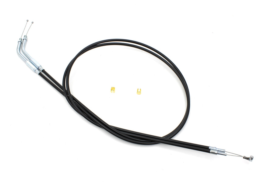 V-Twin #28-0111-12 - Black Throttle and Idle Cable Set with 45° Elbow Fitting