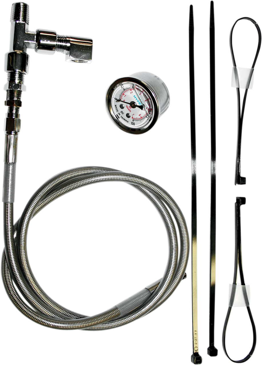 Remote Oil Pressure Gauge/Line Kit - Stainless/Chrome