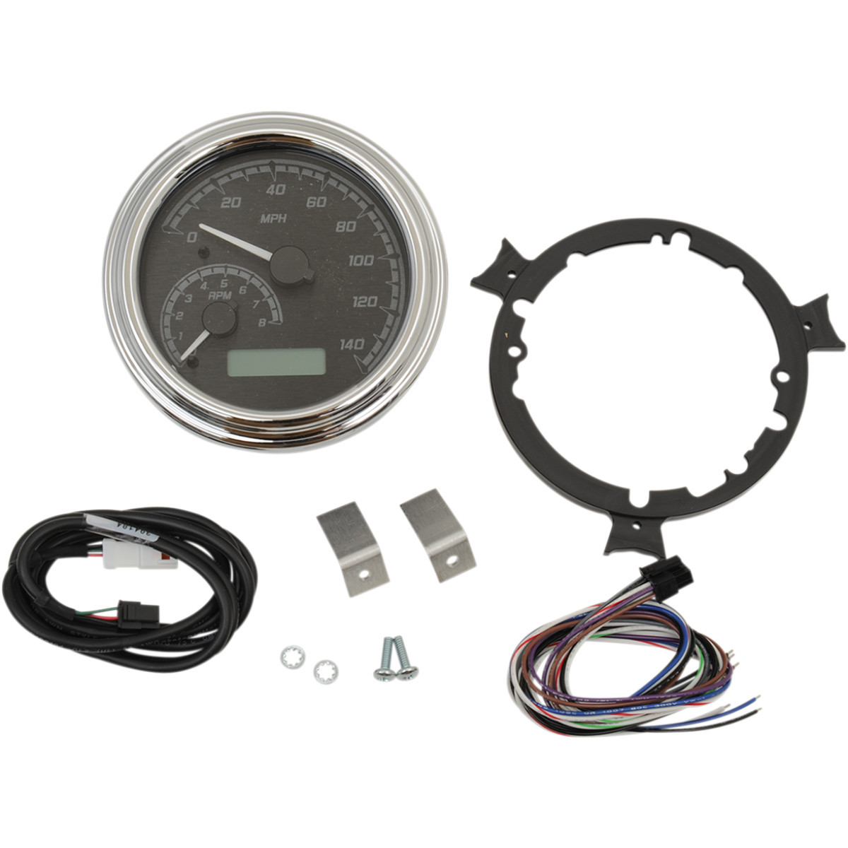 Dakota Digital #MVX-2004-KG-C - MVX Fatbob Analog/Digital Gauge System - Black/Gray/Chrome
