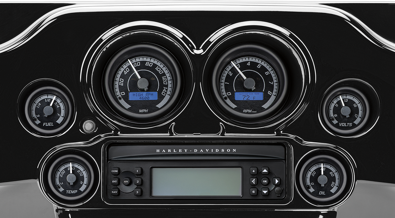 Dakota Digital MVX-8600-KG-C - MVX-8K Series Analog 6-Gauge Kit - Chrome Bezel - Black Face with Gray Background