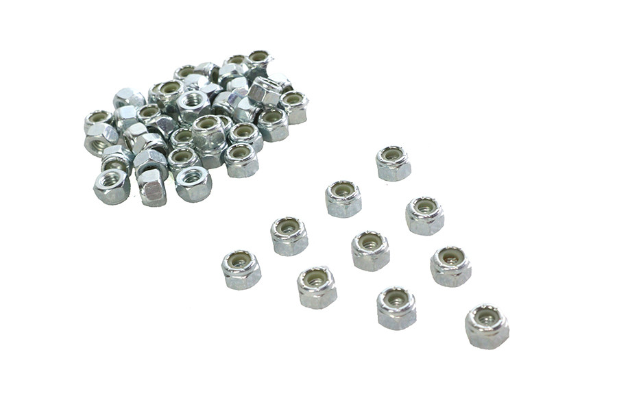 V-Twin #NNY14 Z - Zinc Hex Nuts 1/4 inch-20 Nyloc