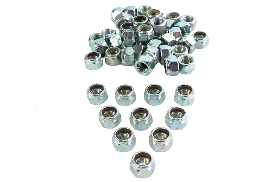 V-Twin - Zinc Hex Nuts 7/16 inch-20 Nyloc