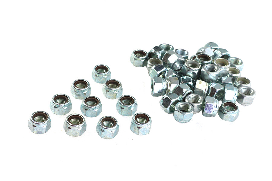 V-Twin - Zinc Hex Nuts 7/16 inch-20 Nyloc