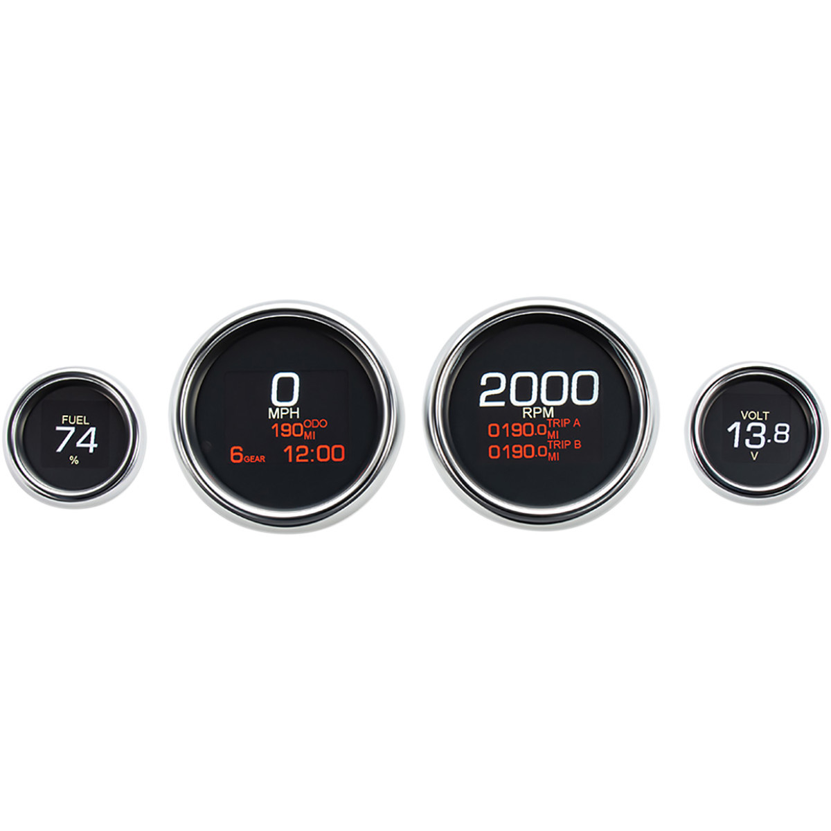 Dakota Digital #MLX-8496 - MLX 4-Gauge Instrument Kit - Chrome Bezel