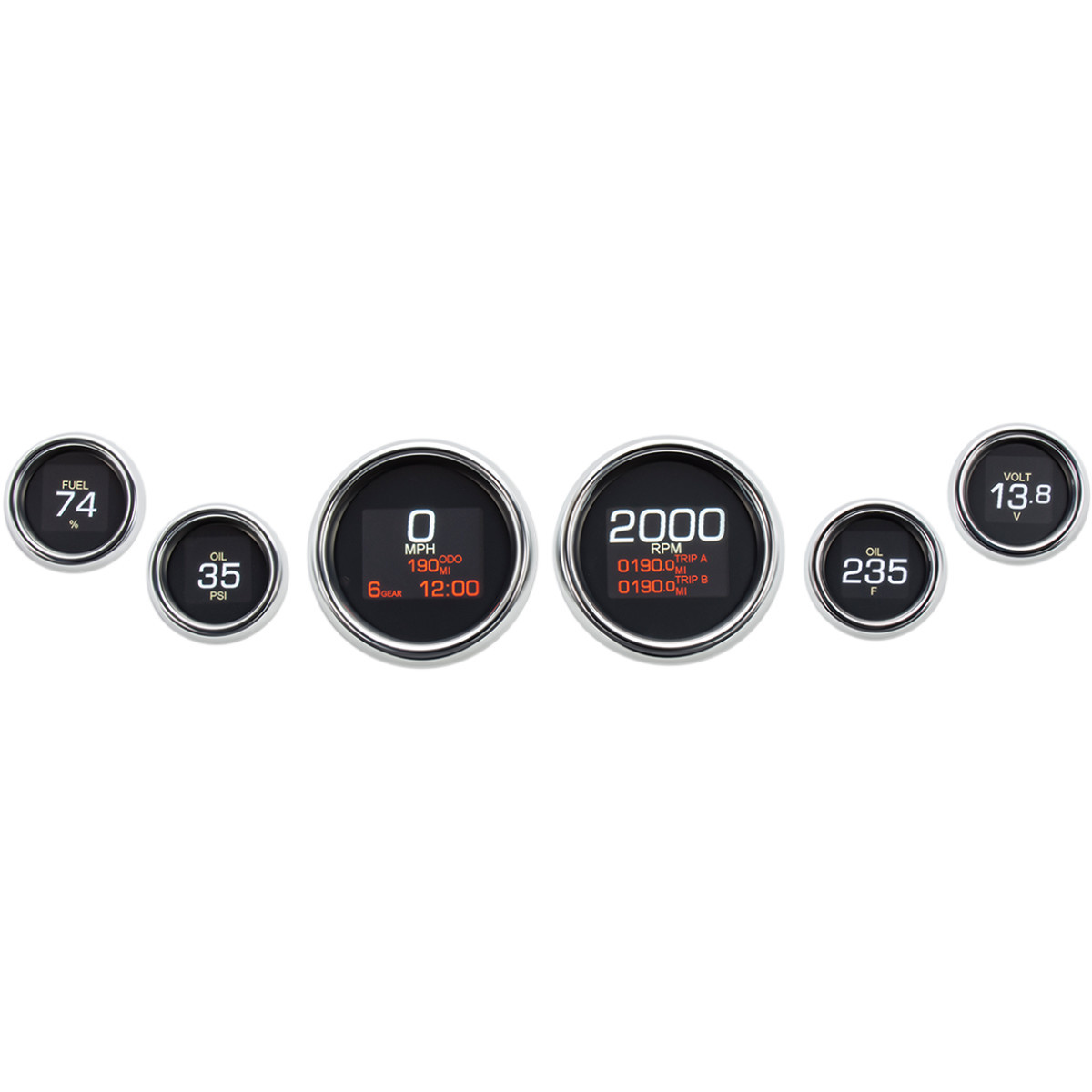 Dakota Digital #MLX-8604 - MLX 6-Gauge Instrument Kit - Chrome Bezel - Touring/Trike '04-'13