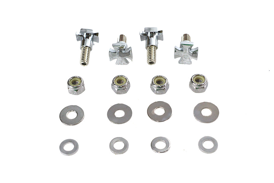 V-Twin - License Plate Frame Mount Bolt Set Chrome Maltese Style