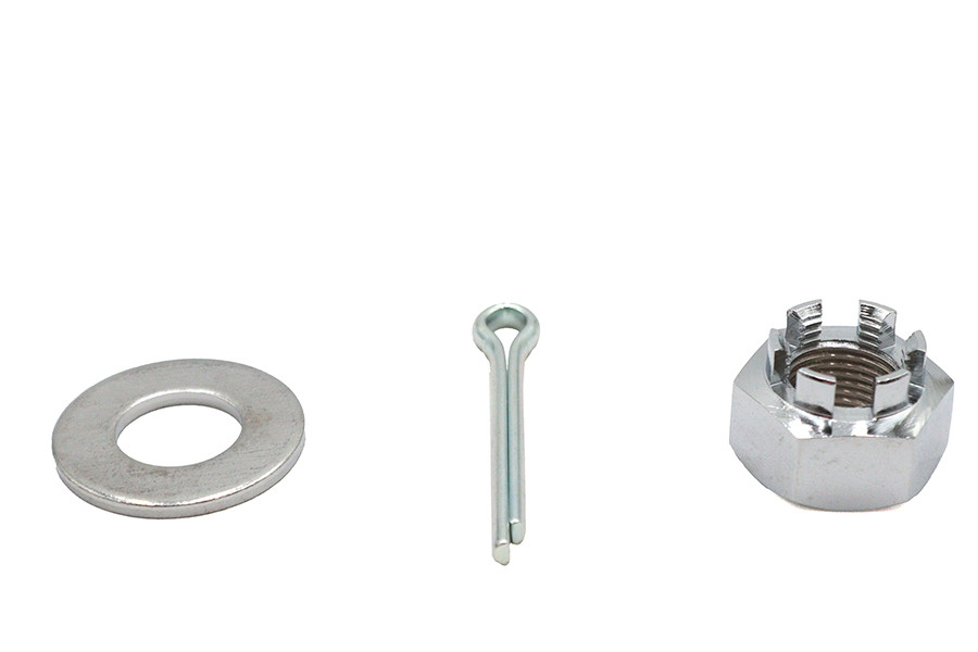 V-Twin #63100 - Chrome Axle Nut Kit Castle Style 5/8 - 18 UNF