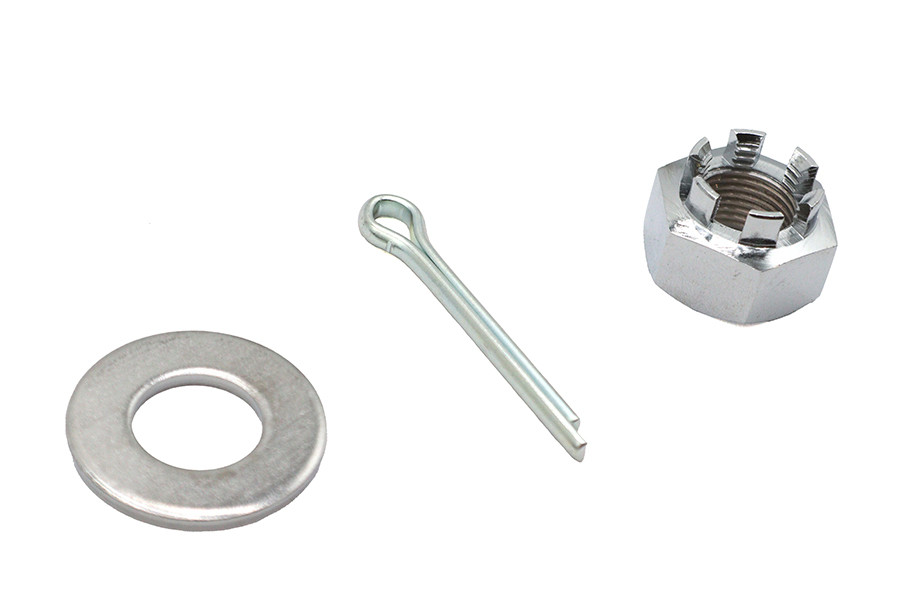 V-Twin #63100 - Chrome Axle Nut Kit Castle Style 5/8 - 18 UNF