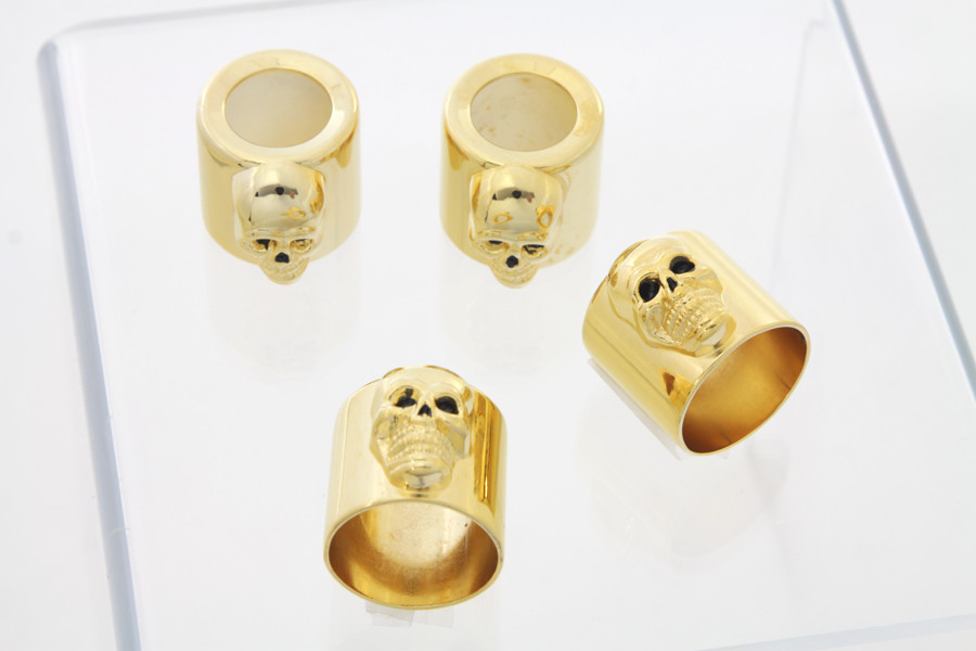 V-Twin #90037 - Skull Pushrod Cover Cup Set Gold