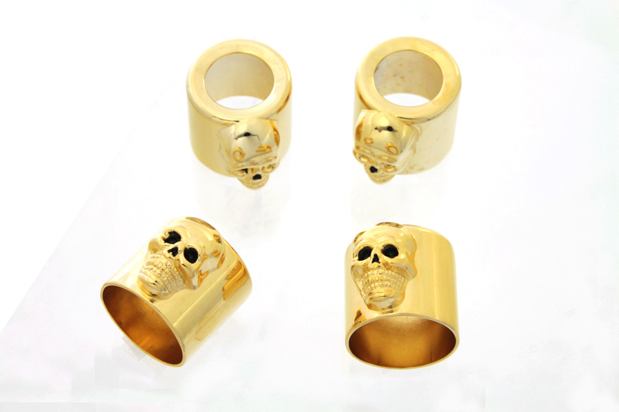 V-Twin #90037 - Skull Pushrod Cover Cup Set Gold