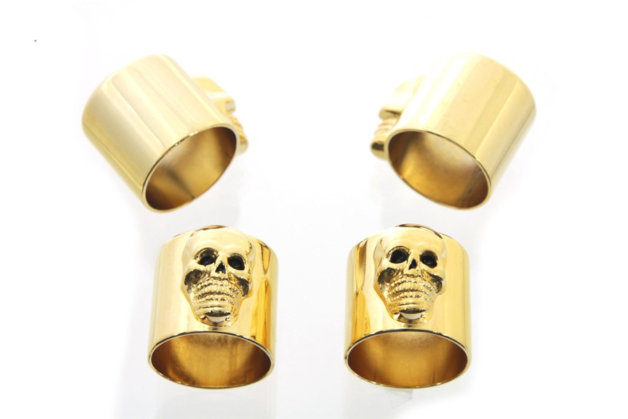 V-Twin #90037 - Skull Pushrod Cover Cup Set Gold