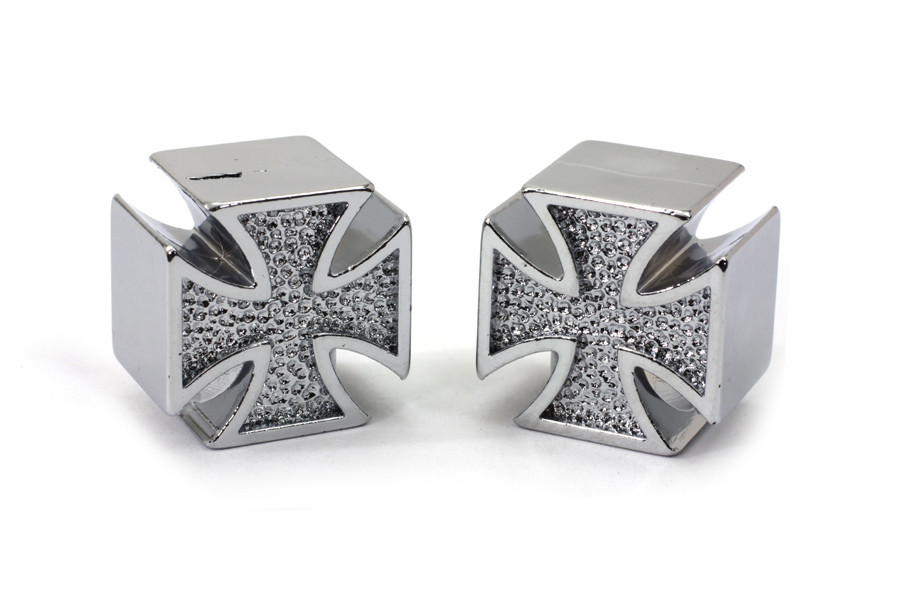 V-Twin #W99-6218C(2) - Chrome Maltese Cross Valve Set Cover Set
