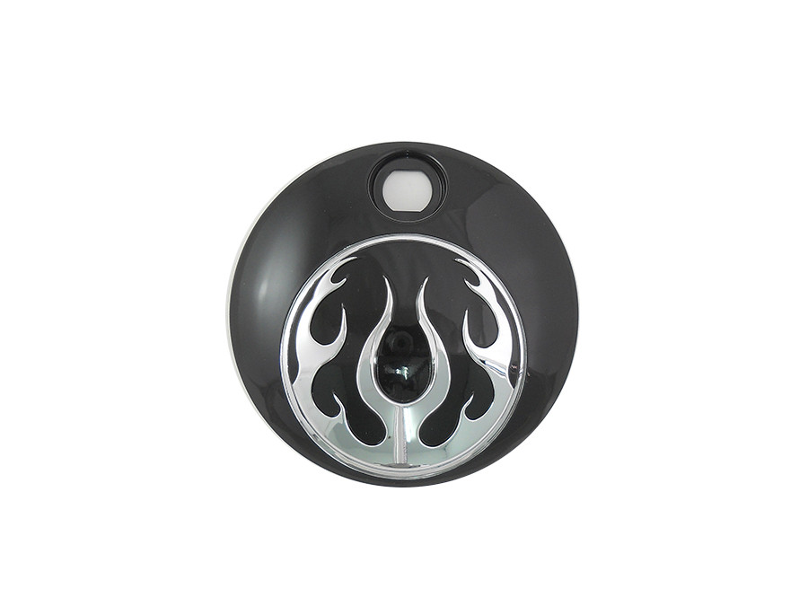 Wyatt Gatling #78001B - Black with Chrome Flames FLT Fuel Tank Console Door