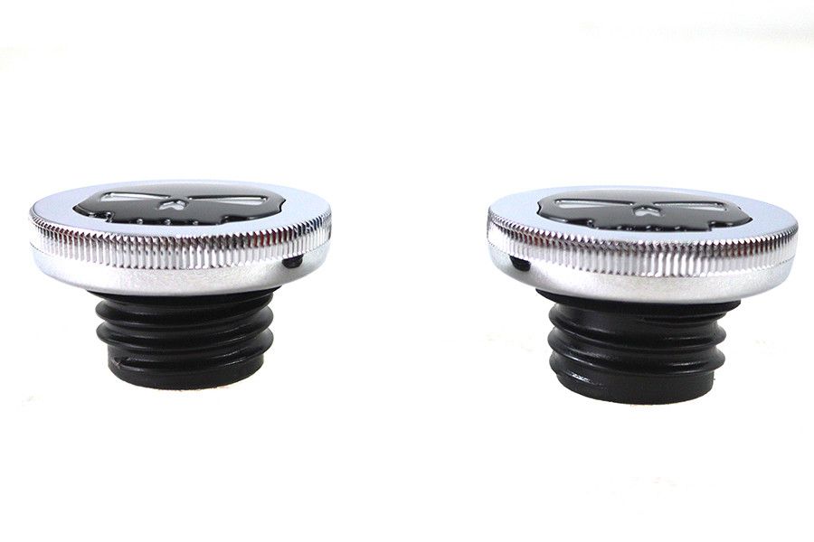 Wyatt Gatling #78575 - Chrome Skull Style Vented and Non-Vented Gas Cap Set