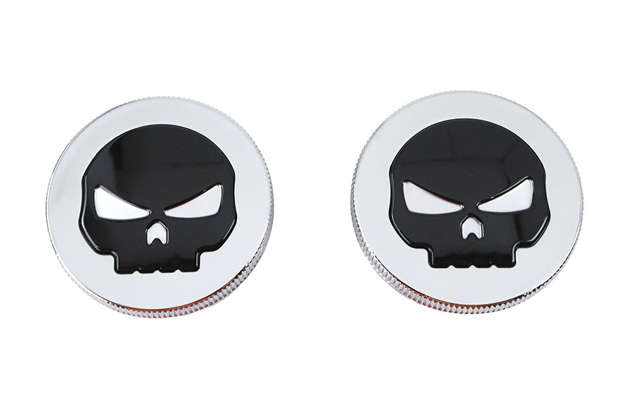 Wyatt Gatling #78575 - Chrome Skull Style Vented and Non-Vented Gas Cap Set