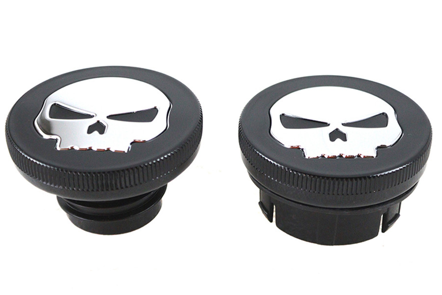 Wyatt Gatling #78641B - Black Skull Style Vented and Non-Vented Gas Cap Set
