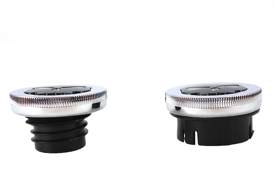 Wyatt Gatling #78641 - Chrome Skull Style Vented and Dummy Gas Cap Set
