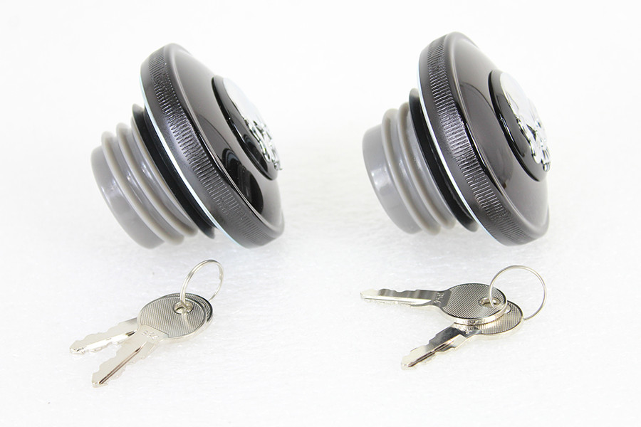 Wyatt Gatling #78401B - Keyed Gas Cap Set Vented and Non-Vented Black
