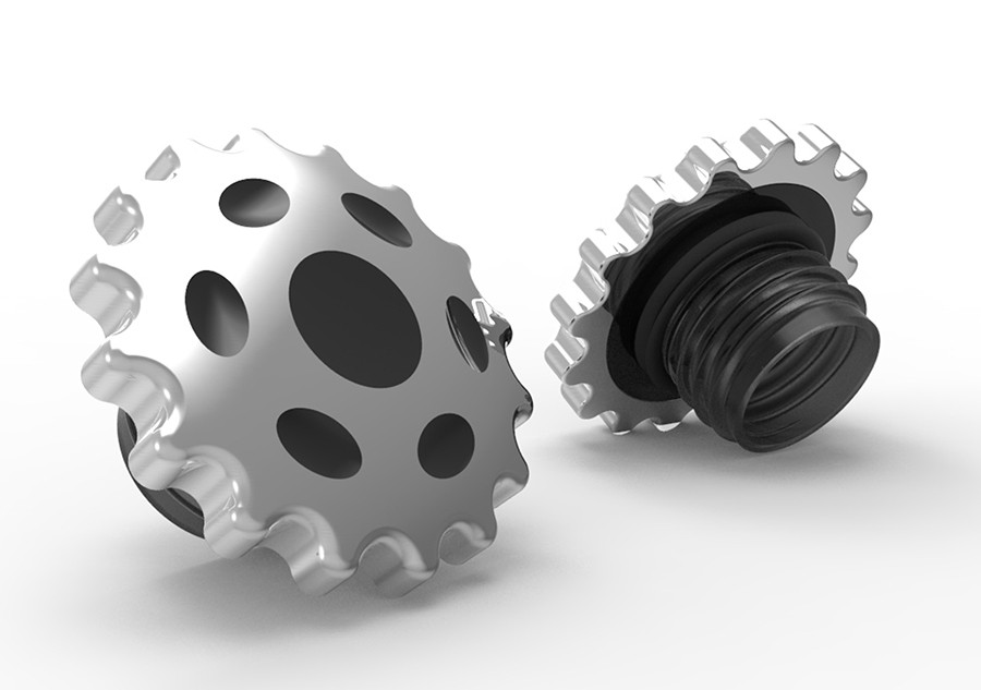 Wyatt Gatling #78092 - Sprocket Gas Cap Set Vented and Non-Vented Chrome