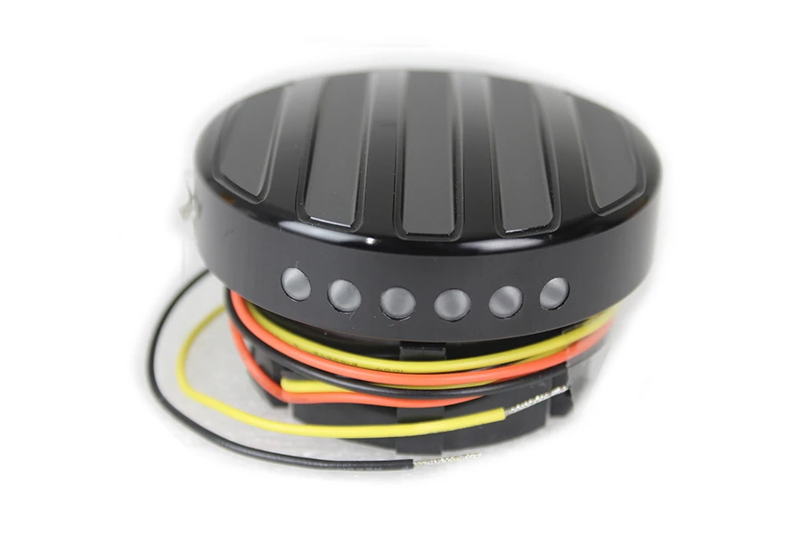 Wyatt Gatling #011061 - Black LED Ribbed Style Fuel Gauge and Filler Cap Set