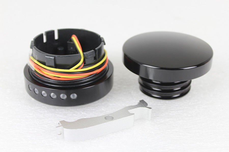 Wyatt Gatling #011064 - Black LED Smooth Style Fuel Gauge and Filler Cap Set