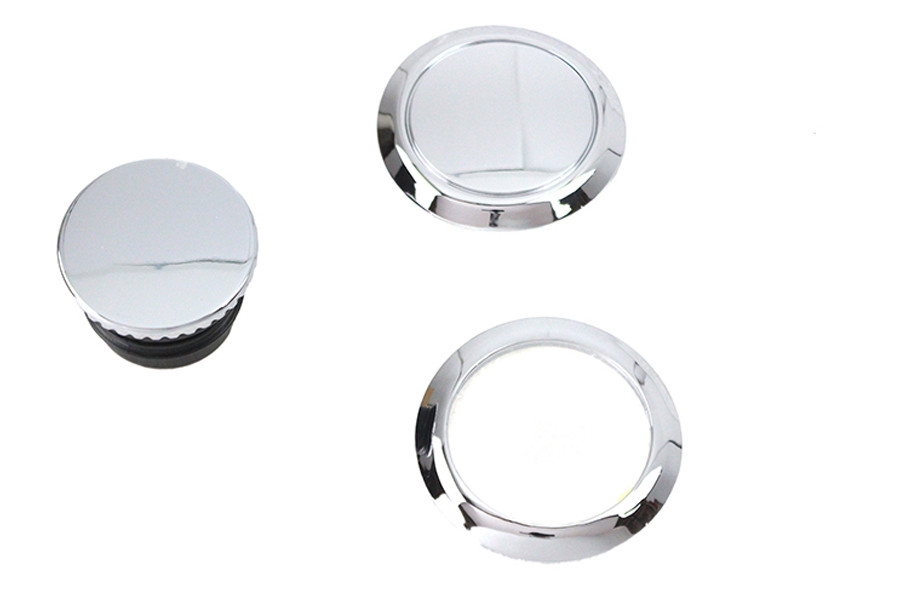 V-Twin #78705 - Flush Mount Gas Cap & Left Side Tank Cap Kit Chrome