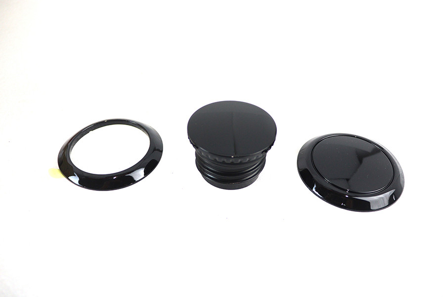 V-Twin #78705B - Flush Mount Gas Cap & Left Side Tank Cap Kit Black