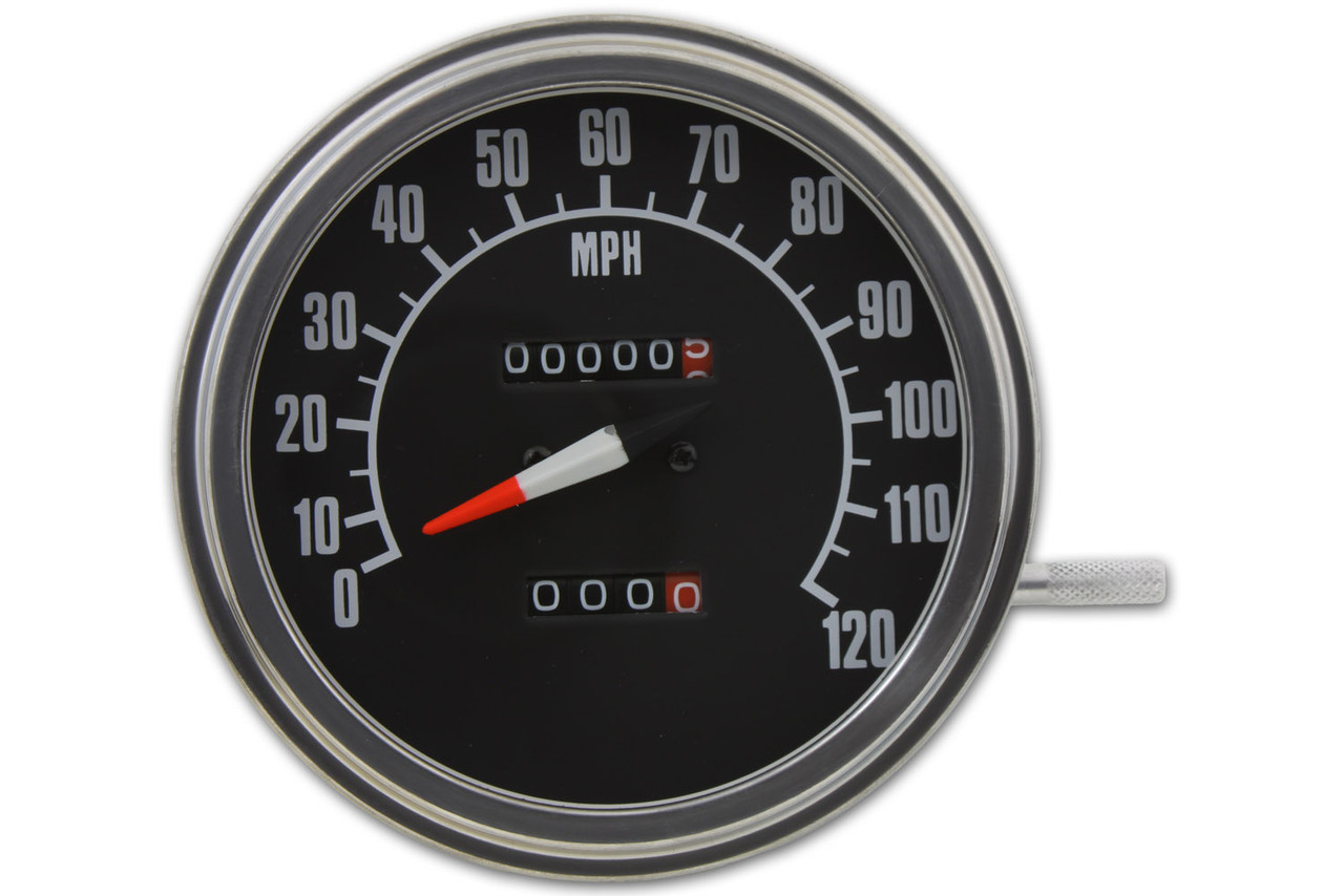 V-Twin #73130B - Fat Bob Speedometer with 1:1 Ratio