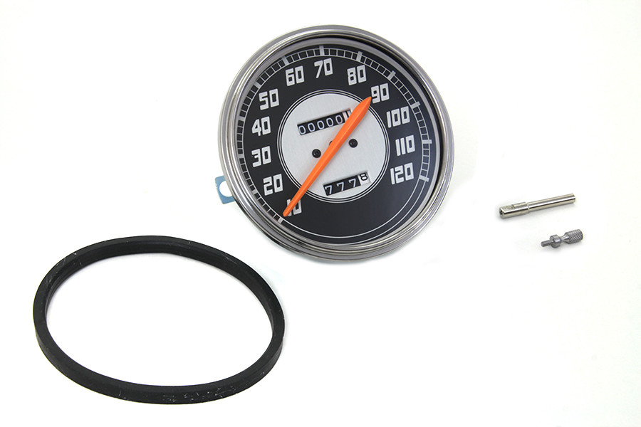 V-Twin #74920DWO - Replica 2:1 Speedometer with Orange Needle