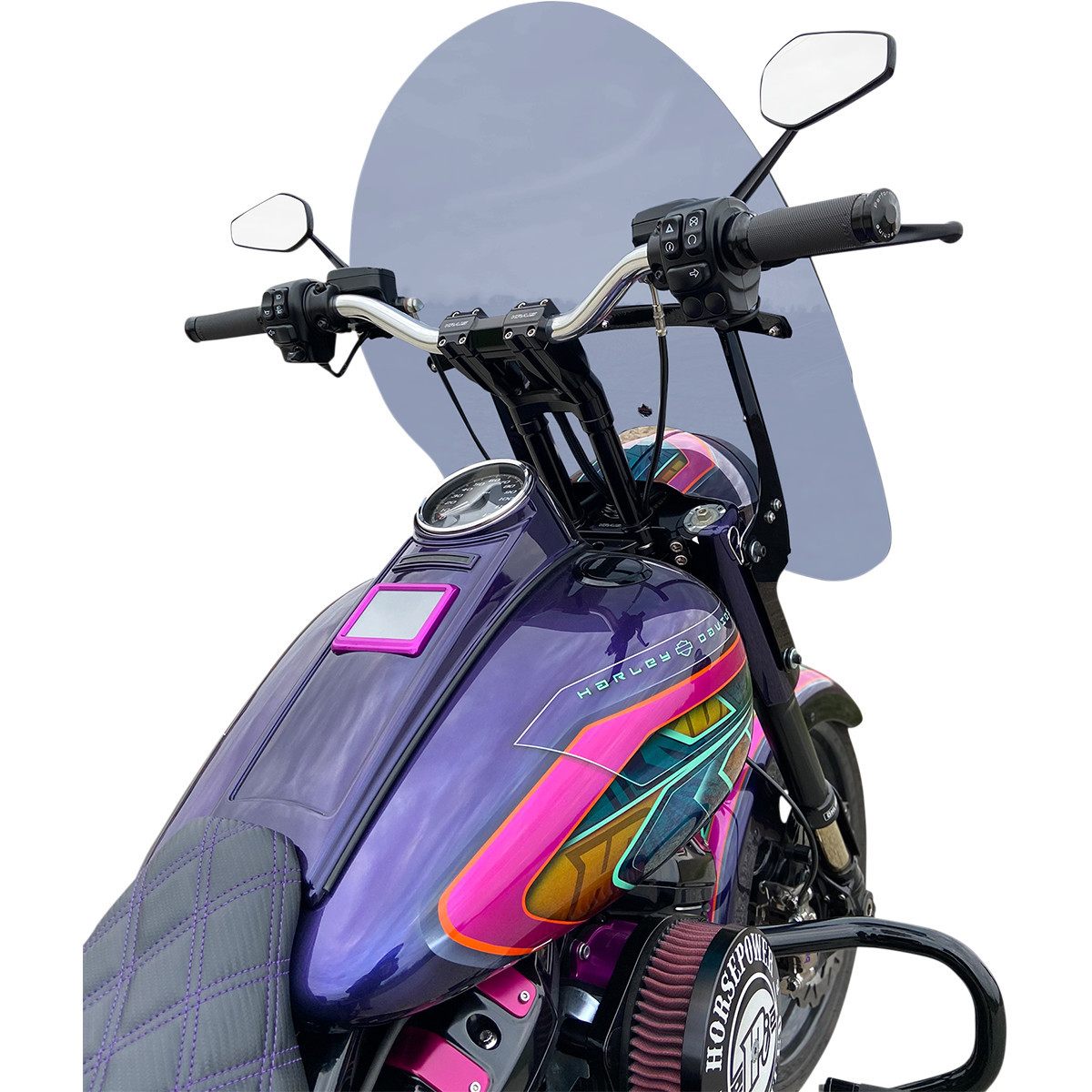 Klock Werks #KWW-02-0602 - Billboard Flare® Windshield - 17-1/2" - Dark Smoke - '18-'25 Harley-Davidson®