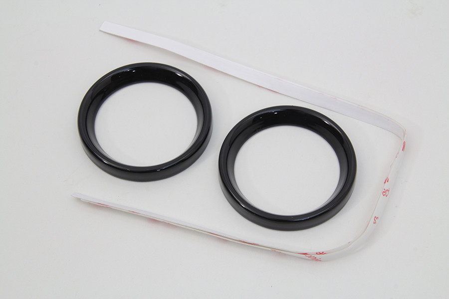 V-Twin #77845B - 2 inch Gauge Bezel Cover Kit with a Black Finish