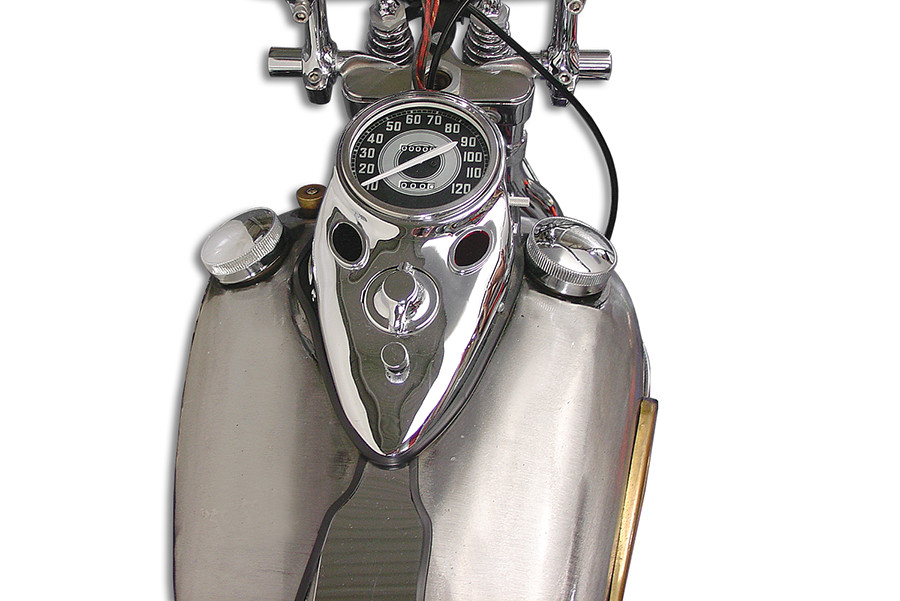 V-Twin - Chrome Cateye Dash Panel Kit with 2:1 Ratio Speedometer