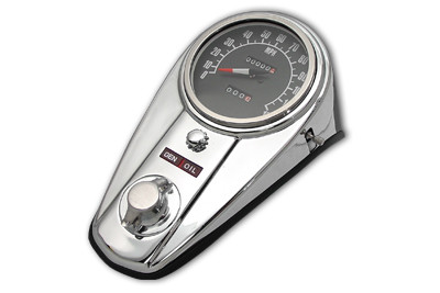 V-Twin - Chrome Two Light Dash Panel Kit with 2:1 Ratio Speedometer