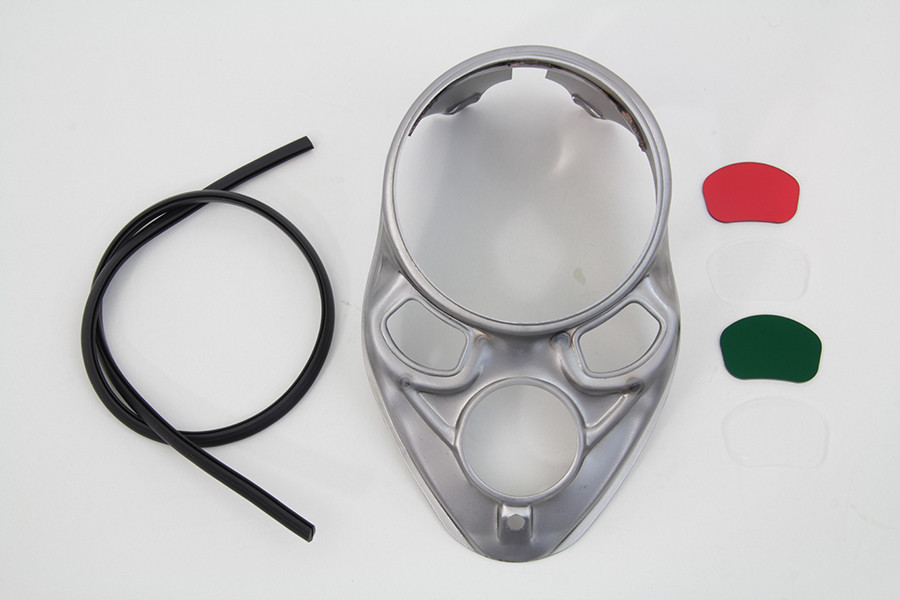 V-Twin #12-0070RVT - Raw Skull Dash Panel with Red Lens