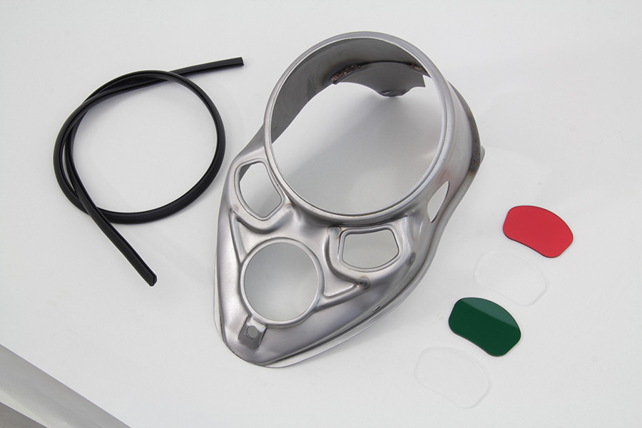 V-Twin #12-0070RVT - Raw Skull Dash Panel with Red Lens
