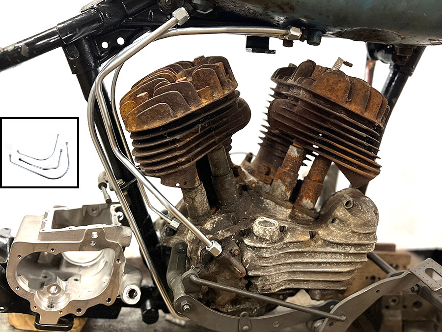 V-Twin #50177Z - 45 W/G Oil Line Set Zicad Plated