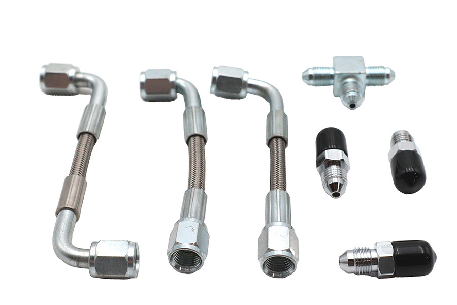 V-Twin #50226 - Bastardo Overhead Valve Oil Line Set Stainless Steel